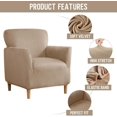 thumbnail image 2 of TOPCHANCES Stretch Velvet Armchair Slipcover, Anti Slip Chair Covers for Living Room, Camel, 2 of 5