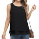 thumbnail image 2 of Camisa holgada sin mangas, de color puro, con cuello redondo y doble capa para mujer - Top de gasa de verano XL negro, 2 of 6