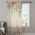 thumbnail image 4 of Floral Sheer Curtains 72 Inches Long, Spring Roses Eucalyptus Leaf Plants Beige Light Filering Curtains, Breathable Simi Curtain Privacy Drapes for Living Room Bedroom Lightweight Window Treatment, 4 of 9