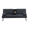 thumbnail image 2 of Black Convertible Sofa Bed with Fold-Down Table and Cup Holders, Modern Upholstered Adjustable Couch for Living Room, 2 of 8