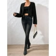 thumbnail image 6 of Women'S Cropped Loose Plush Long Sleeve Open Front Knitted Cardigan Black S, 6 of 7