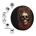 thumbnail image 6 of DouZhe Waterproof Spare Tire Cover, Devil Evil Skull Flowers Prints Adjustable Wheel Covers Fit for Jeep Trailer RV SUV Car, 14 inch, 6 of 7