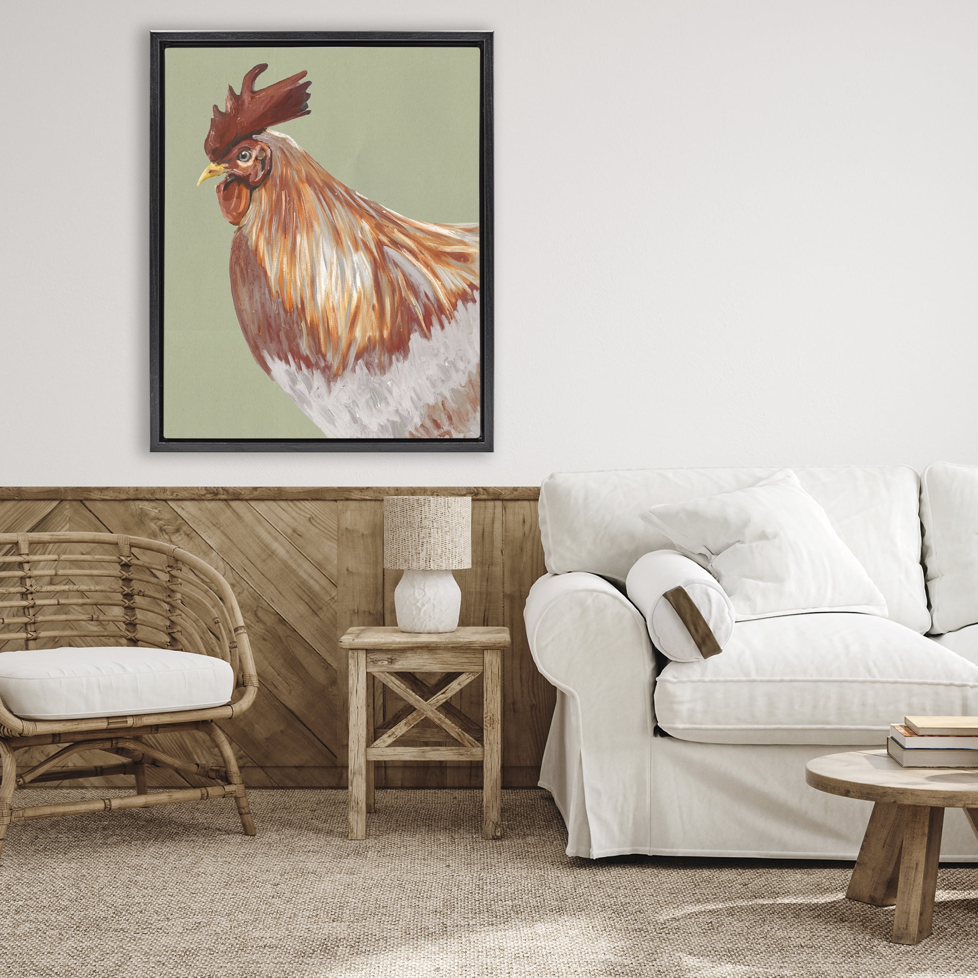 Stupell Industries Gallant Rooster Portrait Black Framed Floater Canvas Wall Art, design by Andy Beauchamp