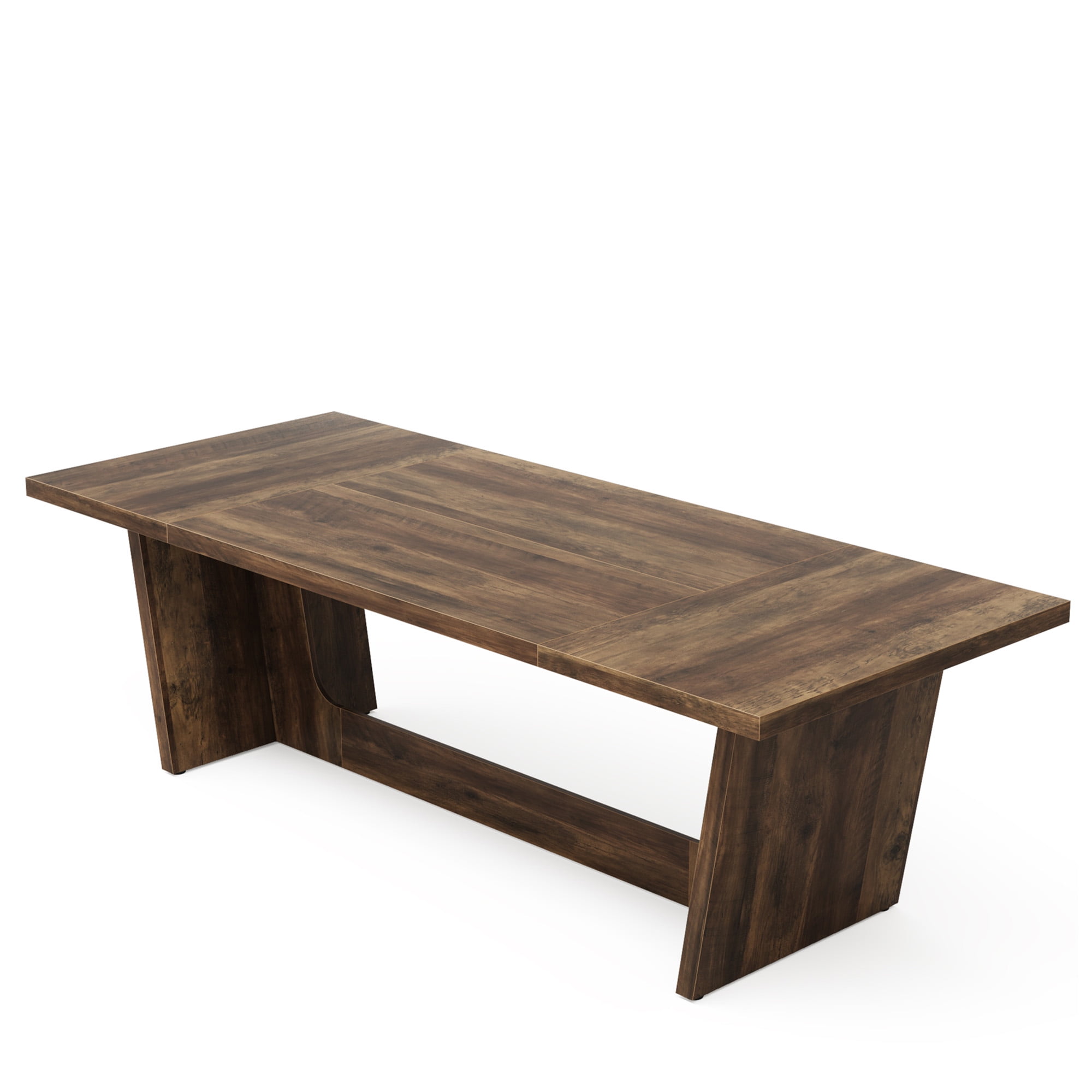 KIOOTTO 71" Solid Wood Executive Desk, Heavy Duty Pedestal Computer Table for Home Office, Rustic Brown