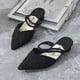 thumbnail image 2 of Sandalias de verano con punta en punta para mujer, planas, informales, de moda, para uso diario, tacón bajo, Color sólido, ropa exterior, medias zapatillas, sandalias, 2 of 5