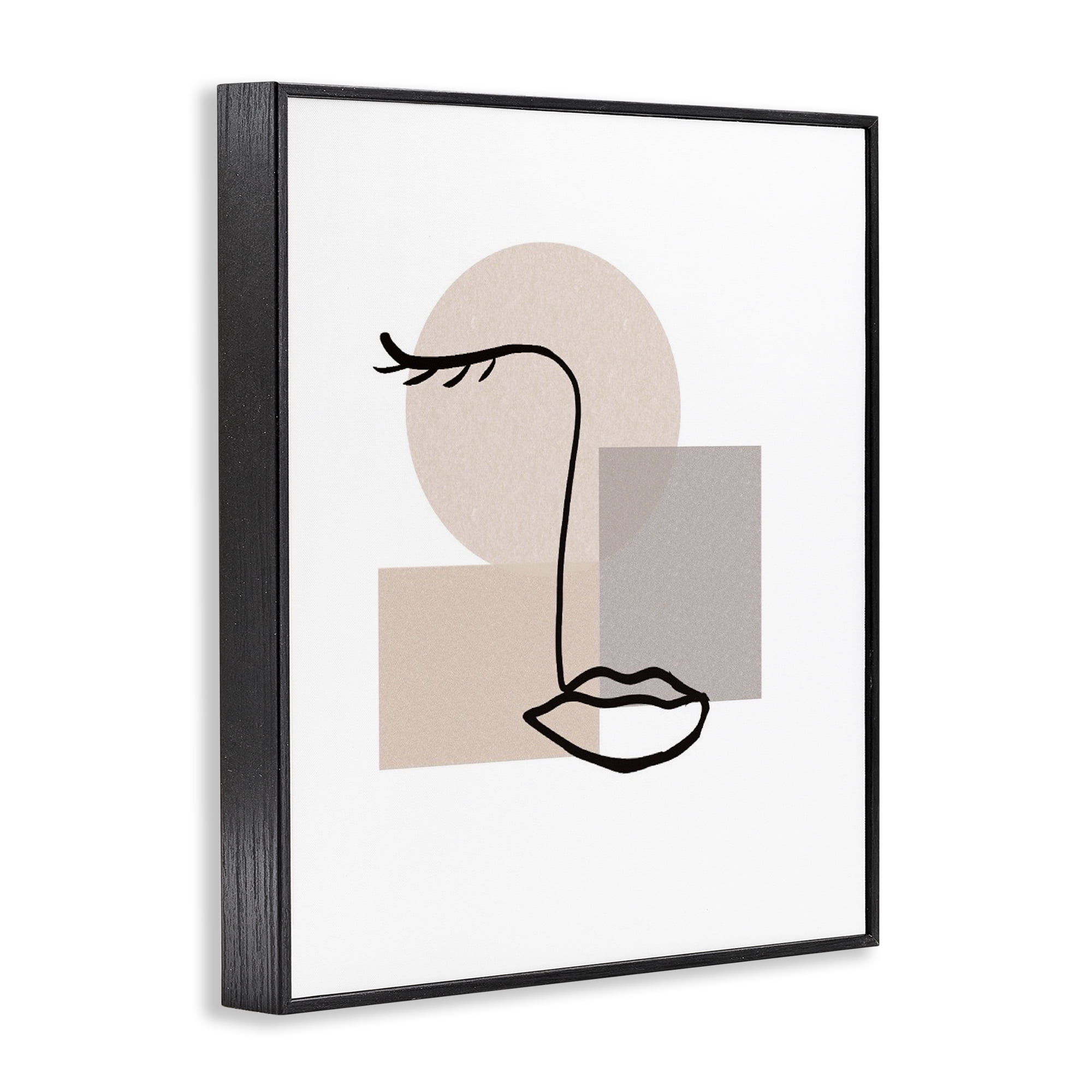 Stupell Industries Minimal Face Portrait Abstract Painting Black Framed Art Print Wall Art, 16 x 20