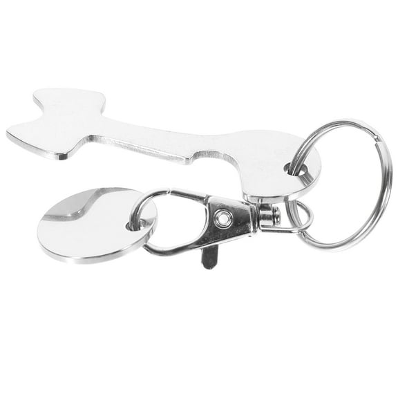 Mobutofu Shopping Trolley Token Keyrings Stainless Steel 1Pack 3.1x0.8x0.4In