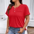thumbnail image 4 of Uootdi Women's Henley Tops Short Sleeve Button Placket Blouses Casual Daily Style Soft Breathable Relaxed Fit Tees Gift, 4 of 7