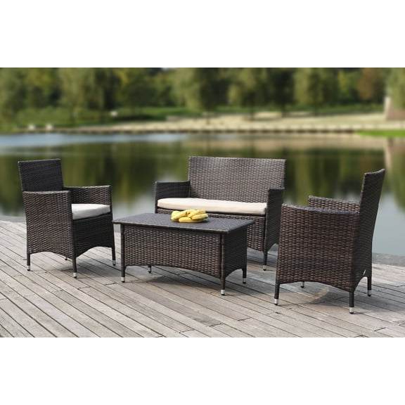 Safavieh Figueroa Outdoor Contemporary 4 Piece Set with Cushion