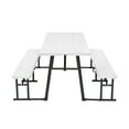 thumbnail image 2 of Living and More 3-Piece Picnic Table Set, 6 Foot Polyethylene Folding Table with 2 Folding Benches, Weather Resistant, Indoor Outdoor, White Wood Finish with Black Legs, 2 of 14
