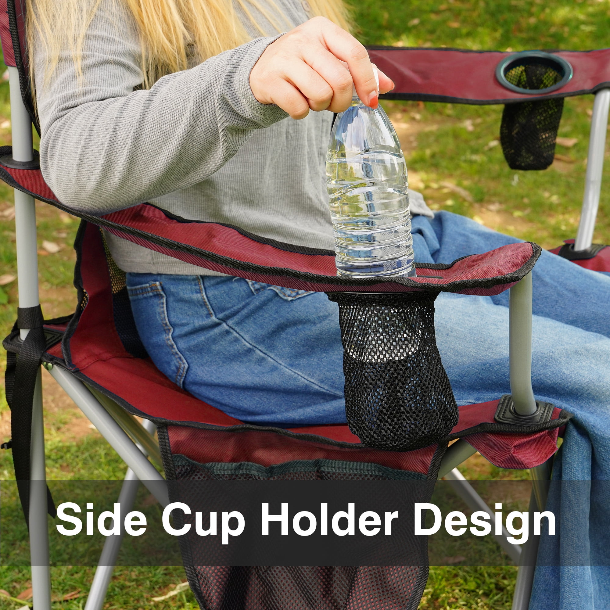 BalanceFrom Folding Camp Chair，Portable Outdoor Chair，with Cup Holder & Carrying Bag，for Camping, Beach, Fishing, and Sports Events