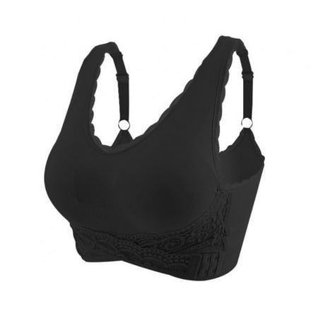

Valcatch Comfort Seamless Lace Sports Bras for Women Front Cross Side Buckle Lounge Bra Removable Pads Bralettes