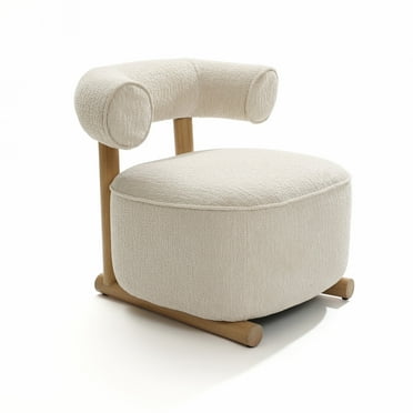 LuxenHome Upholstered Cream Modern U-Shape Back Accent Chair