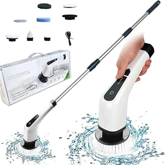 2026 Electric Spin Scrubber 9-in-1 Cordless Cleaning Brush, 25W Power Rotating Scrubber with 2500mAh Battery, Handheld Electric Cleaning Brush with Multiple Brush Heads for Bathroom Floor Kitchen Til