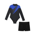 thumbnail image 5 of Yeahdor Girls Long Sleeve Dance Workout Outfit Shiny Faux Diamonds Leotard with Athletic Shorts, 5 of 7