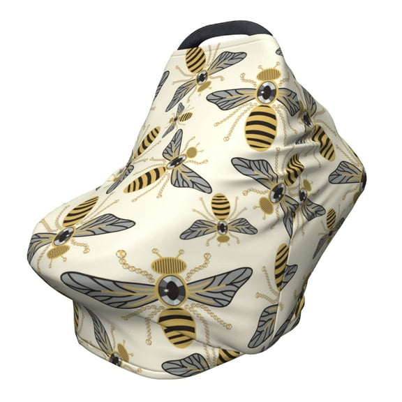 Fotbe Flying Bees1 Pattern Car Seat Covers for Babies, Nursing Breastfeeding Cover Infant Carseat Canopy, Soft Stretchy Carrier Cover