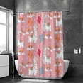 thumbnail image 2 of Coolnut Shower Curtain Set with Hooks Llama and Cactus Rainbow on Pink Polyester Waterproof Bath Curtain72" x 72", 2 of 6
