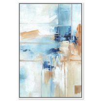 House Of Lines I Blue Abstract Wall Art Canvas Wall Art by Art Remedy, White Floater Frame, 17" x 25"