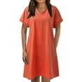 thumbnail image 3 of B91xZ Robes pour Femmes Taille Mini Robe en Denim à Manches Longues, Orange L, 3 of 5
