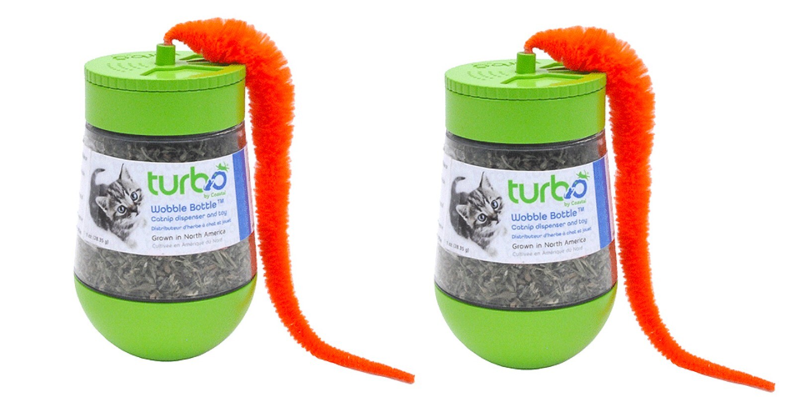 Cat Toy Interactive Catnip Dispensing Feather Top Wobble Bottle Feline Kitty Fun (One Wobble Bottle)