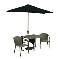 All Weather Wicker Coffee Table Set with Umbrella - Outdoor Patio Furniture