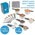 thumbnail image 2 of Stainless Steel Measuring Cups and Spoons Set of Cup & 7 Spoon + Conversion Chart & Leveler - Kitchen Measuring Spoons and Cups - Dry Measure Cups Stainless Steel & Baking Metal Measuring Cups C95, 2 of 3