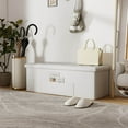 thumbnail image 6 of Costway 43 Inches Folding Storage Ottoman Bench Foot Rest Stool with Side Pocket White, 6 of 10