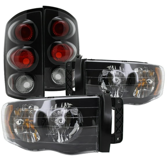 Spec-D Tuning Euro Black Headlight   Rear Tail Lamps for 2002-2005 Dodge Ram 1500 Left   Right Pair