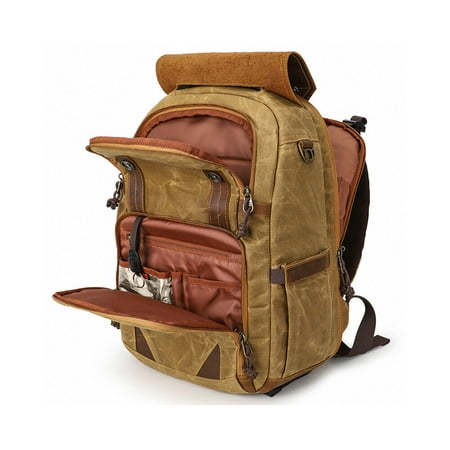 Image of Secure Your Gear in Style: JLLOM s Waterproof Canvas SLR Camera Backpack with Shockproof Leather Lens Bag