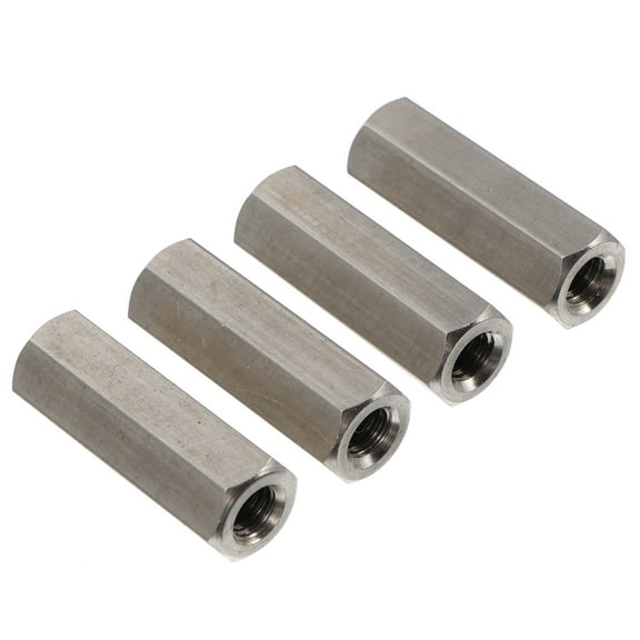 4pcs Stainless Steel Coupling Nuts Threaded Rod Connectors Thickened Screw Rod Fasteners Hardware for Repair and Assembly