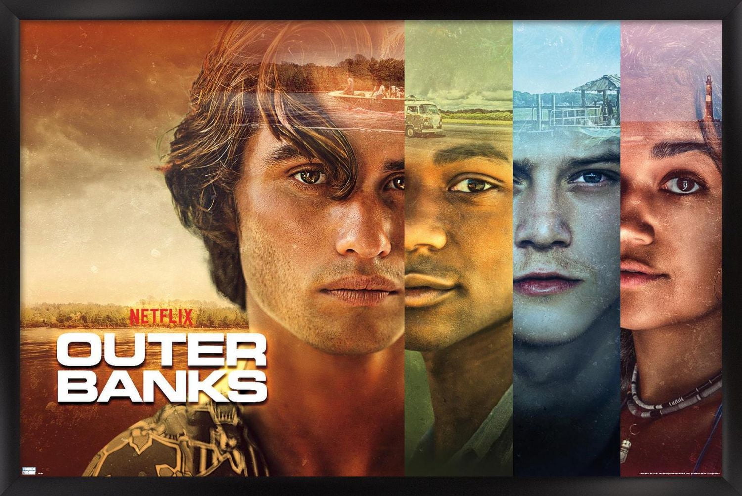 Netflix Outer Banks - Faces Wall Poster, 22.375" x 34" Framed