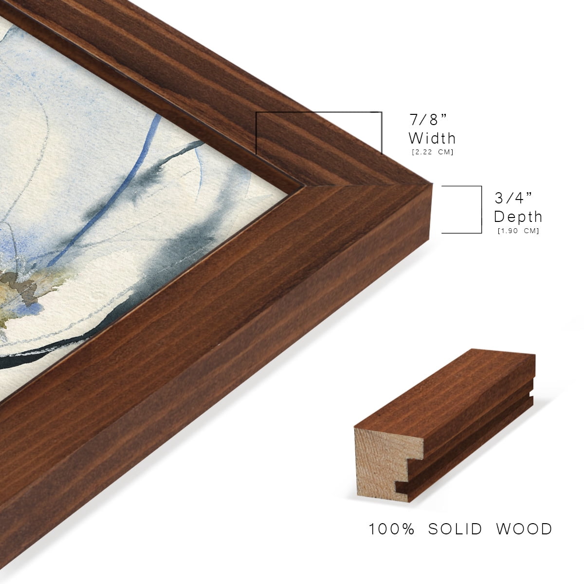 Cobalt & Paynes Petals II - Framed Print w/glass - Chestnut