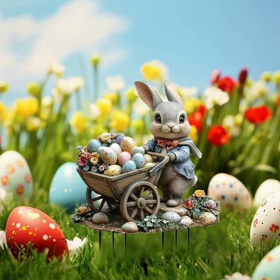 Easter Yard Signs, Easter Bunny Easter Egg Yard Signs Bunny Outdoor Stakes Easter Decorations, Spring Easter Yard Decor With Stakes For Garden Patio Hunt Party Supplies Props