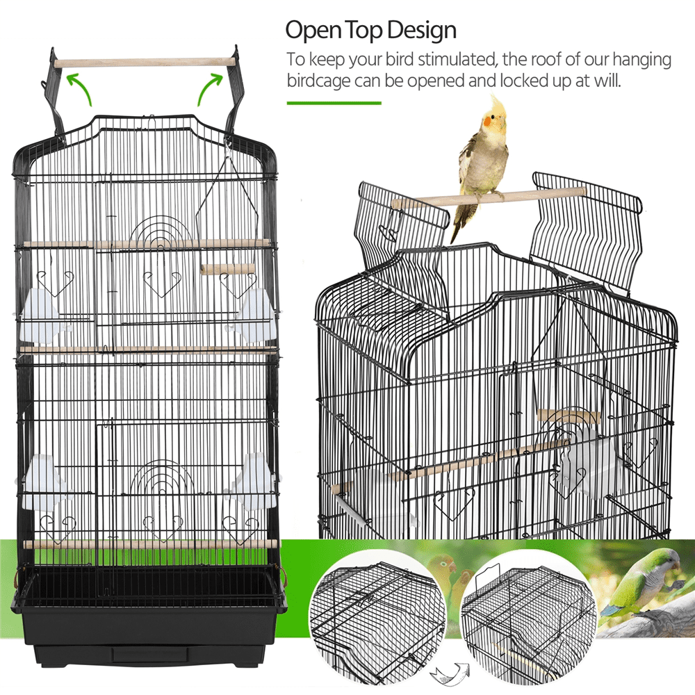 Yaheetech 36-inch Large Birdcage Parrot Cockatiel Lovebird Travel Bird Cage Black