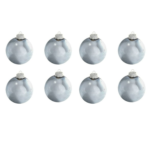 Whitehurst Shiny Glass Christmas Ball Ornaments - 3.25" (80mm) - Sky Blue - 8ct