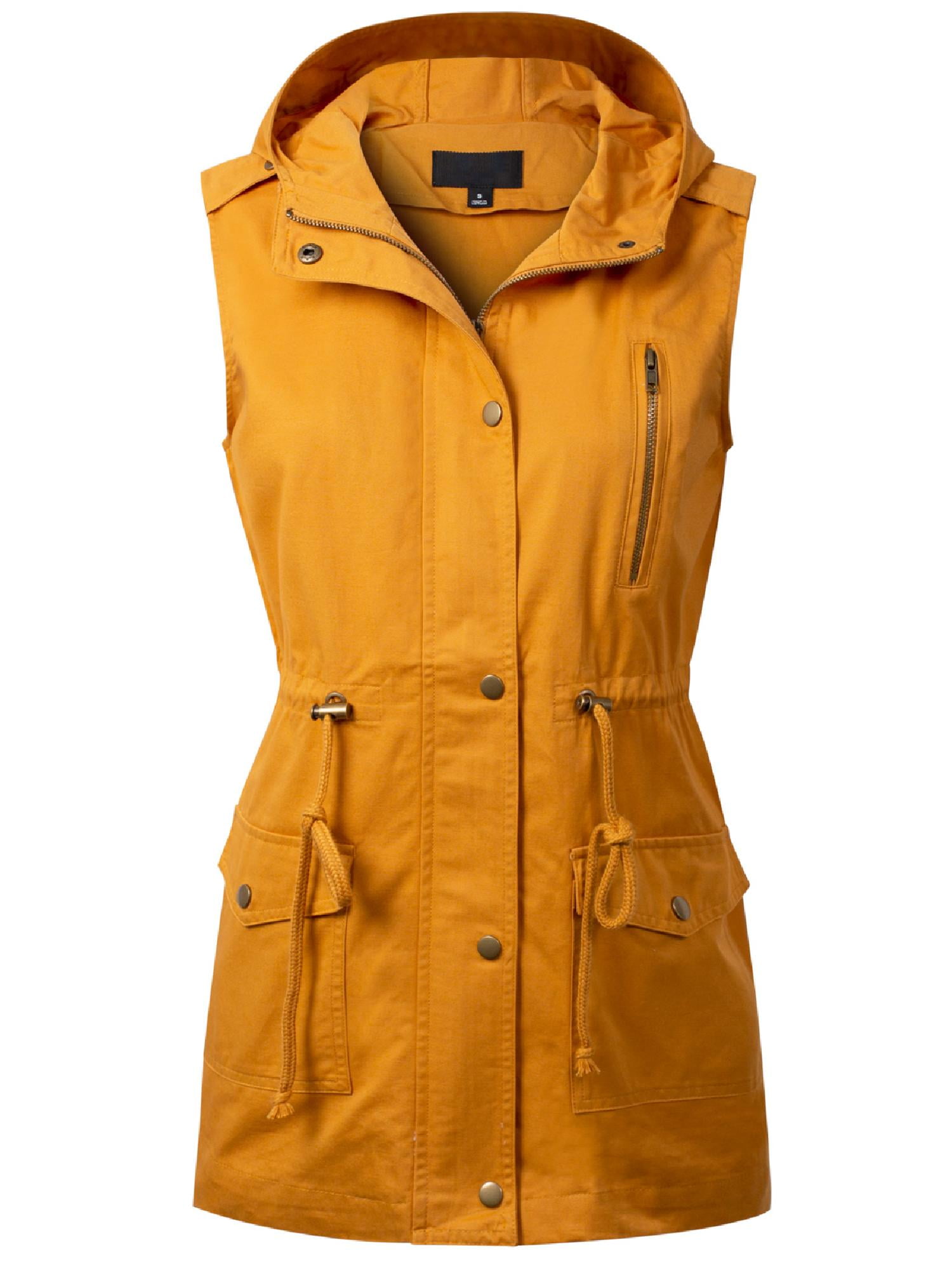 MixMatchy Women's Hooded Adjustable Drawstring Utility Pocket Anorak