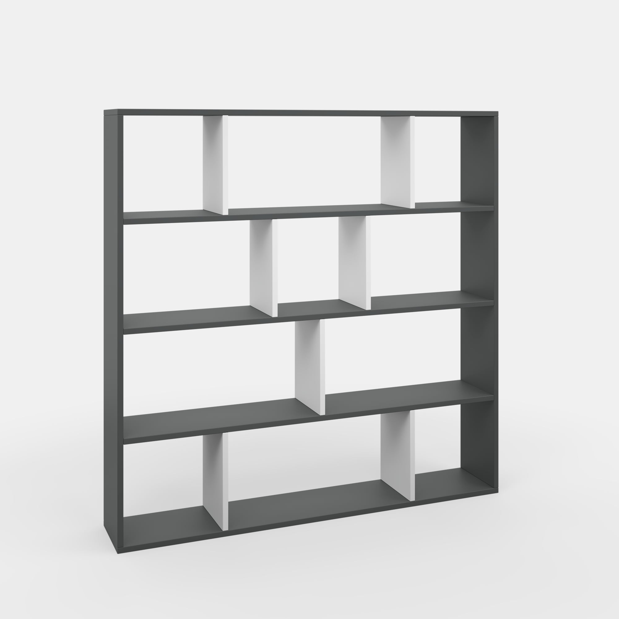 Ada Home Decor Hobdi 4 Tier Open Shelf Cube Modern Bookcase, Anthracite/White