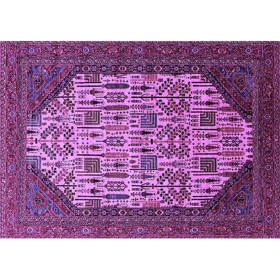 Ahgly Company Indoor Rectangle Oriental Purple Industrial Area Rugs, 7' x 10'