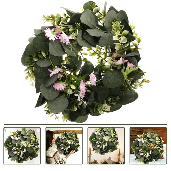 LOLIPPYY Spring Artificial Leaf Wreath for Front Door, Hanging Welcome Decoration, Seasonal