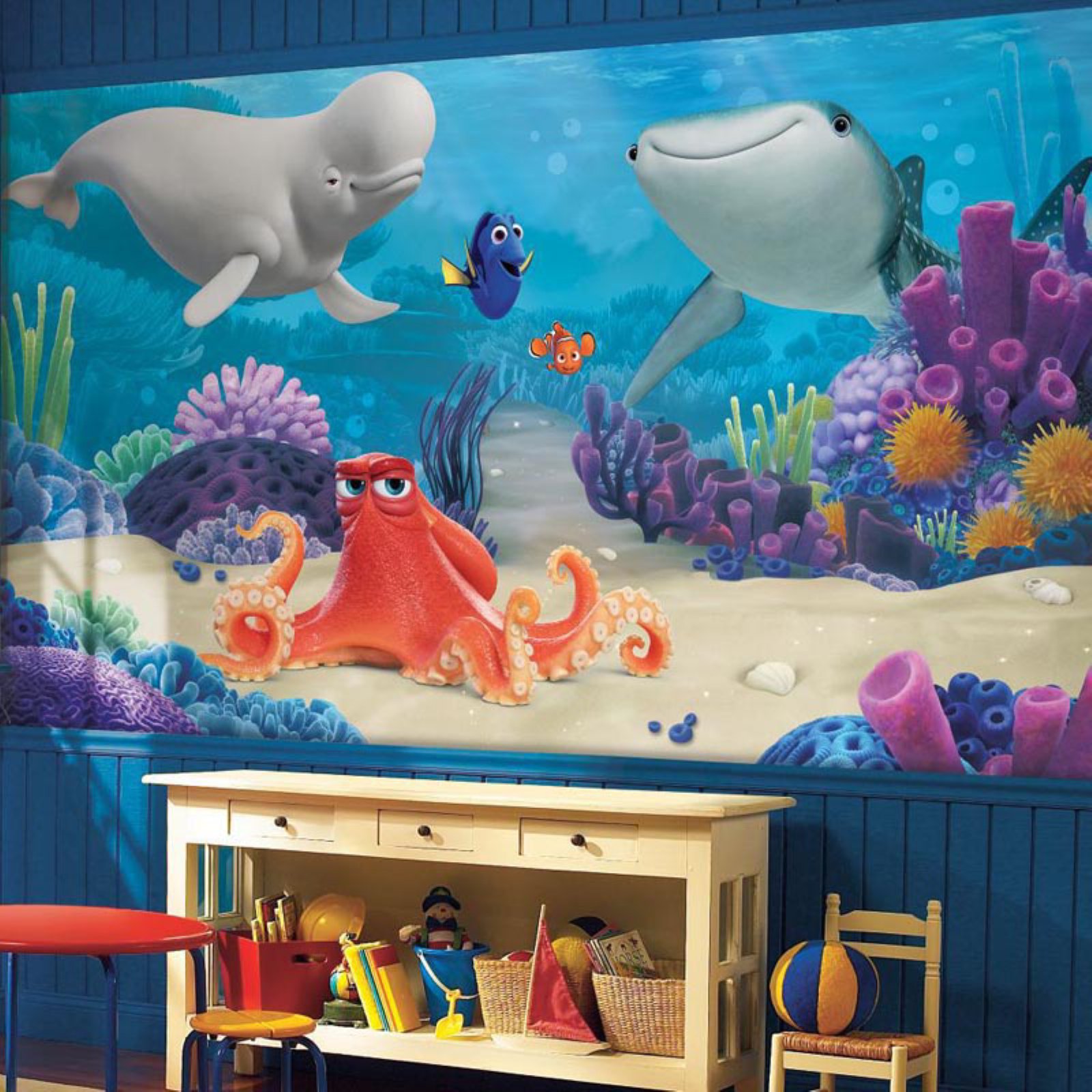 Roommates Disney Pixar Finding Dory Blue Spray and Stick Wallpaper