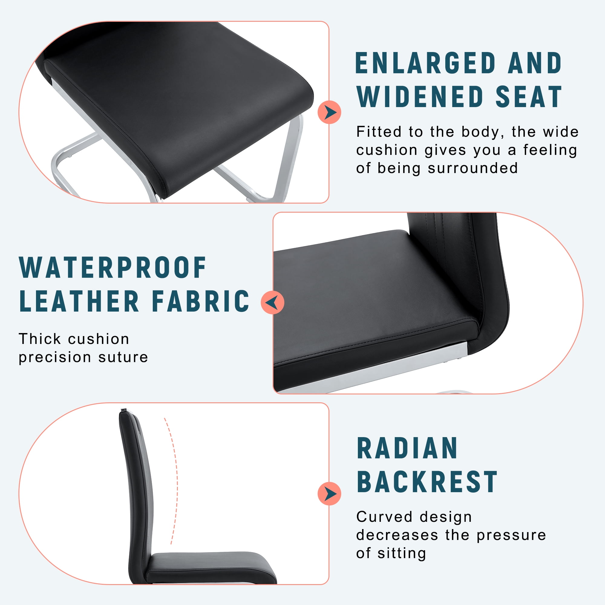 Alvantor Dining Chairs Set of 4, Simple Bow-Shaped Chairs, Accent Chairs for Dining Room & Kitchen Black