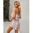 thumbnail image 6 of NAYTOAO Women's Bohemian Print Strapless Tube Top Romper, Ruffle Smocked Waist Summer Short Jumpsuit, 6 of 7