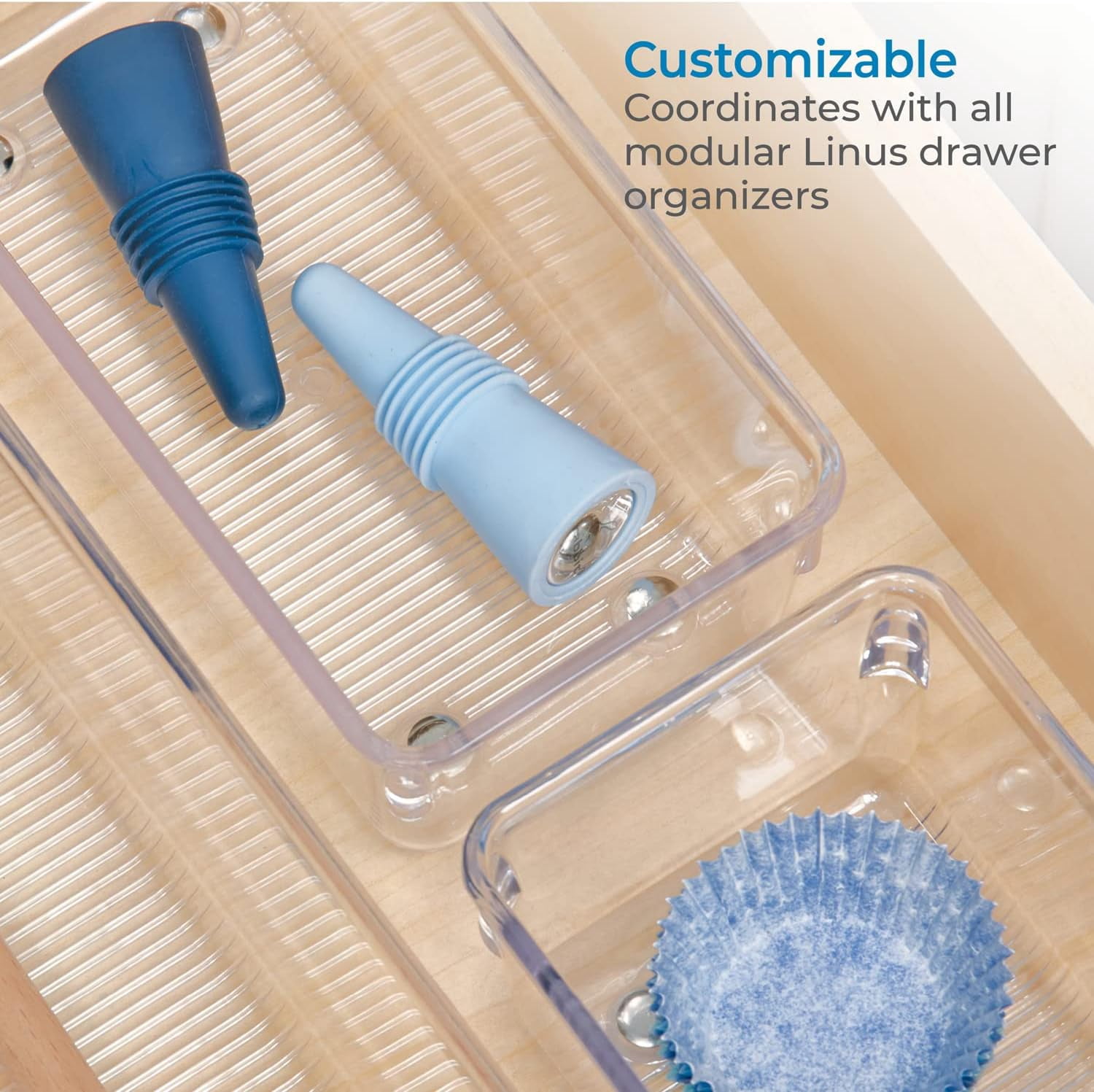 RGHJAR-Plastic Drawer Organizer for Kitchen, Bathroom, and Desk Drawers, Set of 2, Clear