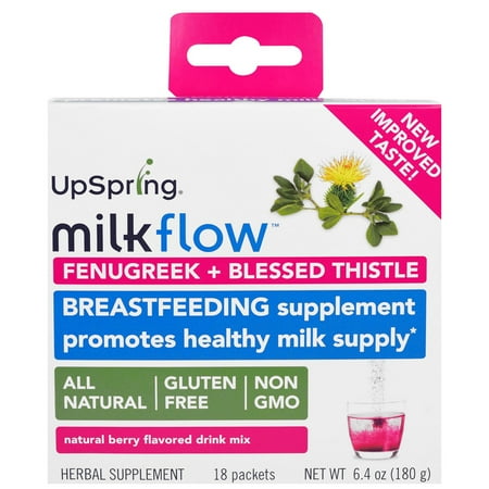 - UpSpring, Milkflow, Fenugreek Plus Blessed Thistle Drink Mix, Natural Berry Flavor, 18 Packets, 0.35 oz (10 g) Each(pack of 1)