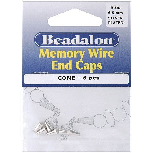 Memory Wire End Caps Cone, 6.5mm 6pk, SilverPlated