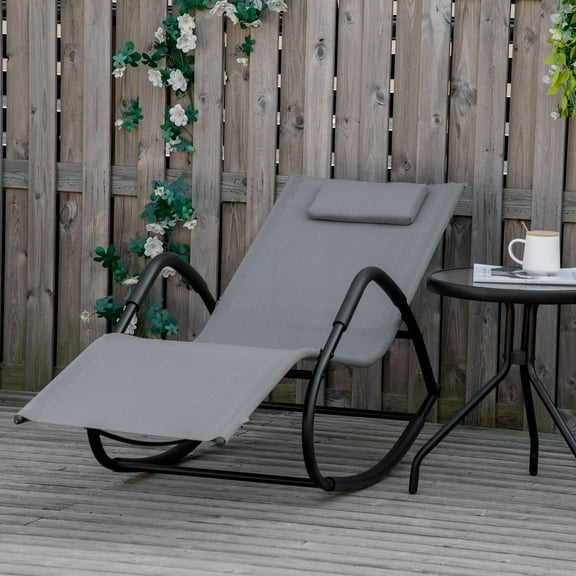 Outsunny Rocking Chair for Sunbathing, Lawn, Garden or Pool, Gray