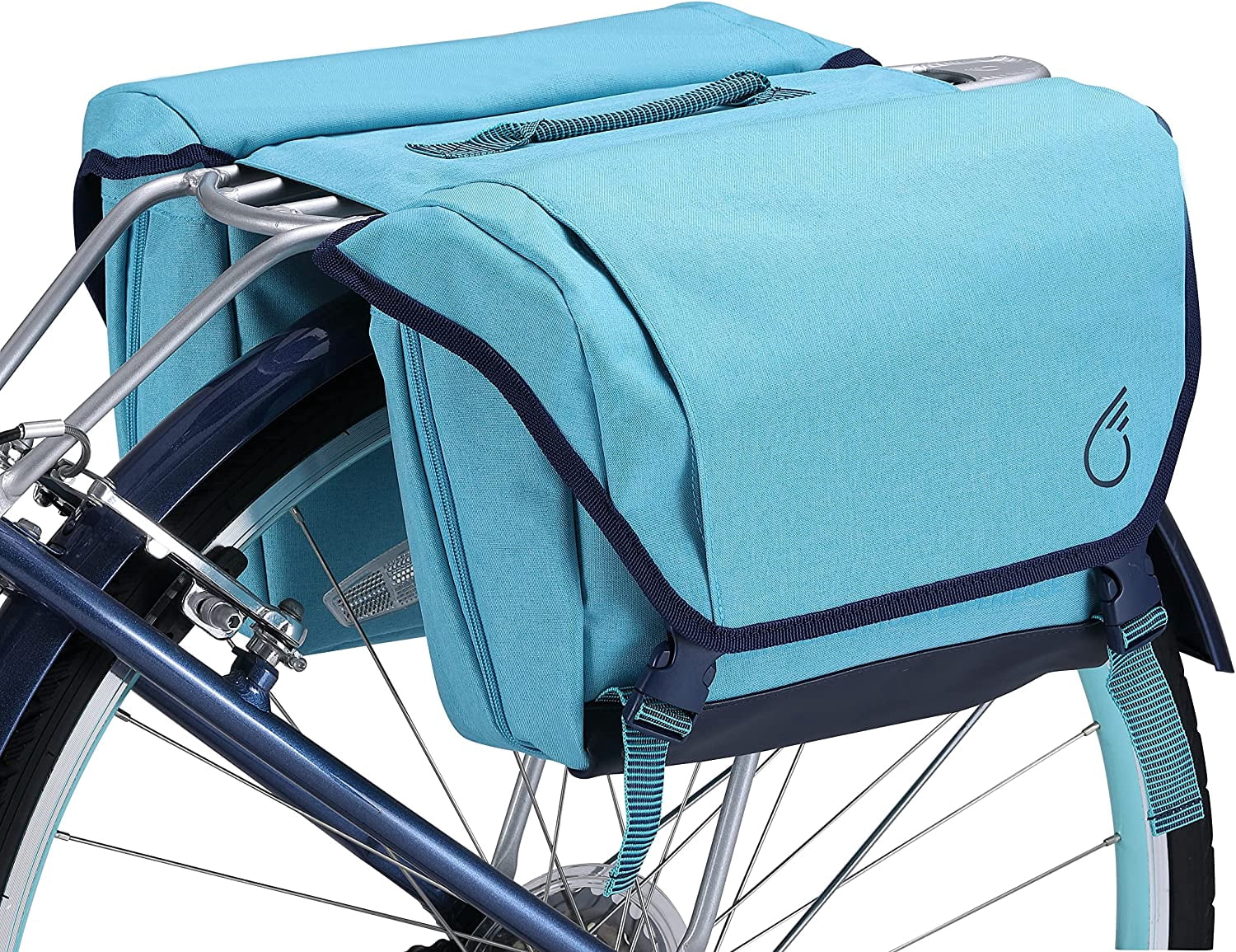 sixthreezero Bike Bag Rear Rack, Waterproof Bicycle Pannier, Double Sided, Carry Handle, Light Blue