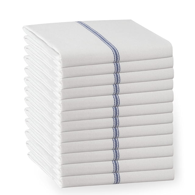 Juego de paños de cocina LANE LINEN, 100% algodón, paquete de 12 unidades, color azul