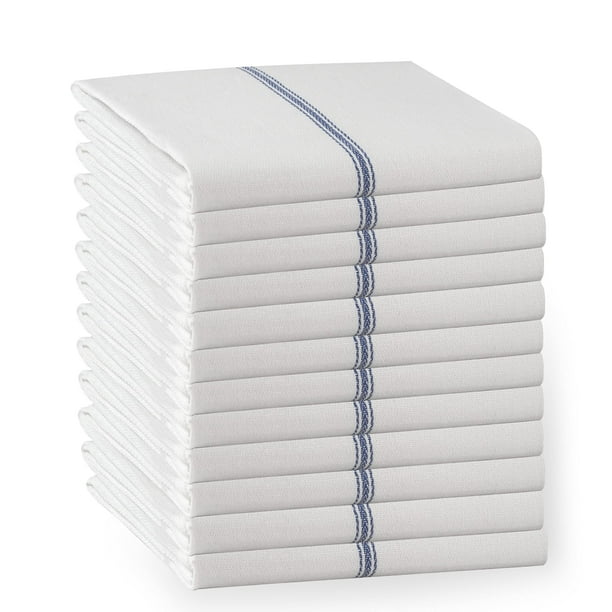 Juego de paños de cocina LANE LINEN, 100% algodón, paquete de 12 unidades, color azul