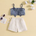 thumbnail image 4 of Huowey Baby Toddler Girls Sleeveless Bowknot Denim Vest T Shirt Tops Skirts Outfits Birthday Dailywear, 3-4 Years, 4 of 6
